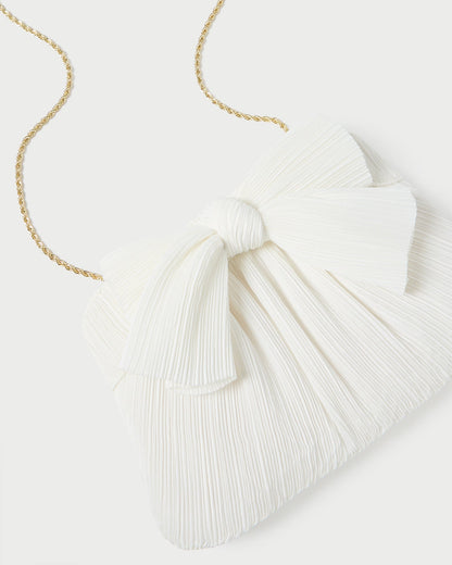 Rayne White Pleated Bow Clutch | Loeffler Randall Women