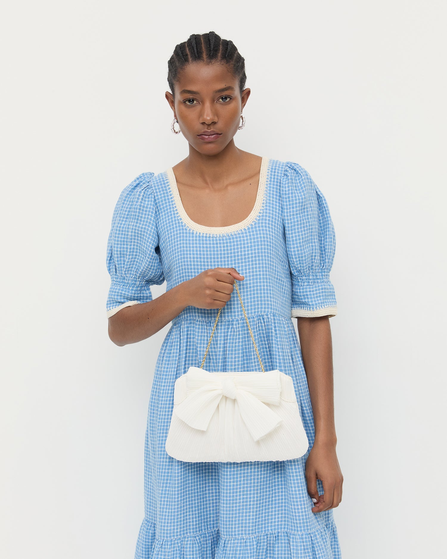 Rayne White Pleated Bow Clutch | Loeffler Randall Women