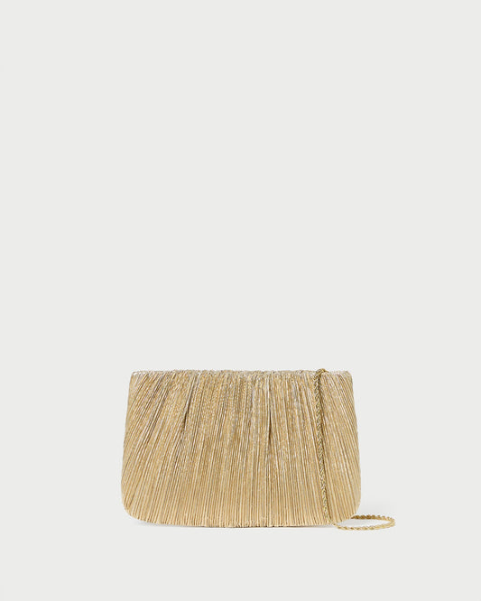 Brit Gold Lamé Pleated Clutch | Loeffler Randall Women