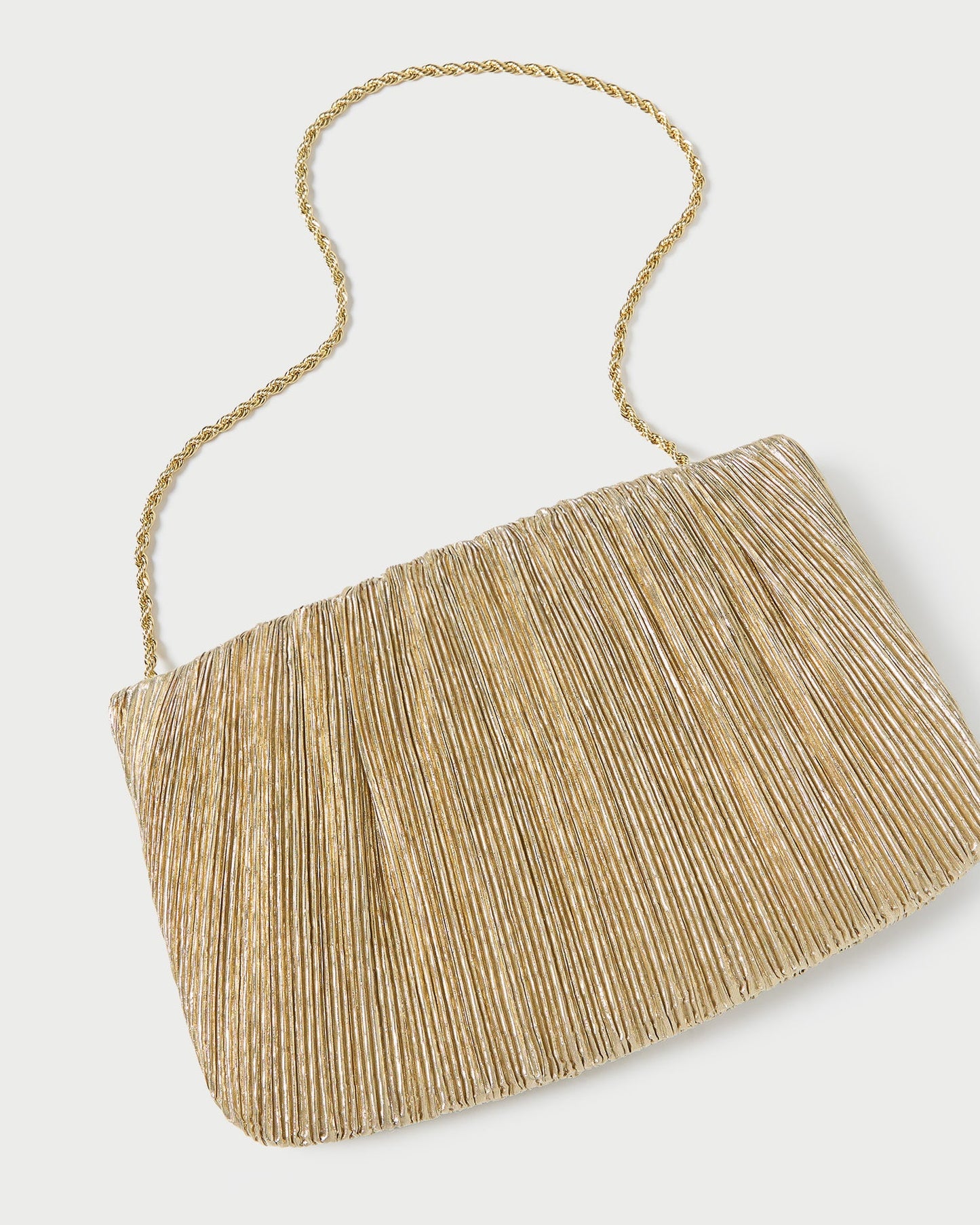 Brit Gold Lamé Pleated Clutch | Loeffler Randall Women