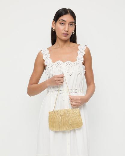 Brit Gold Lamé Pleated Clutch | Loeffler Randall Women