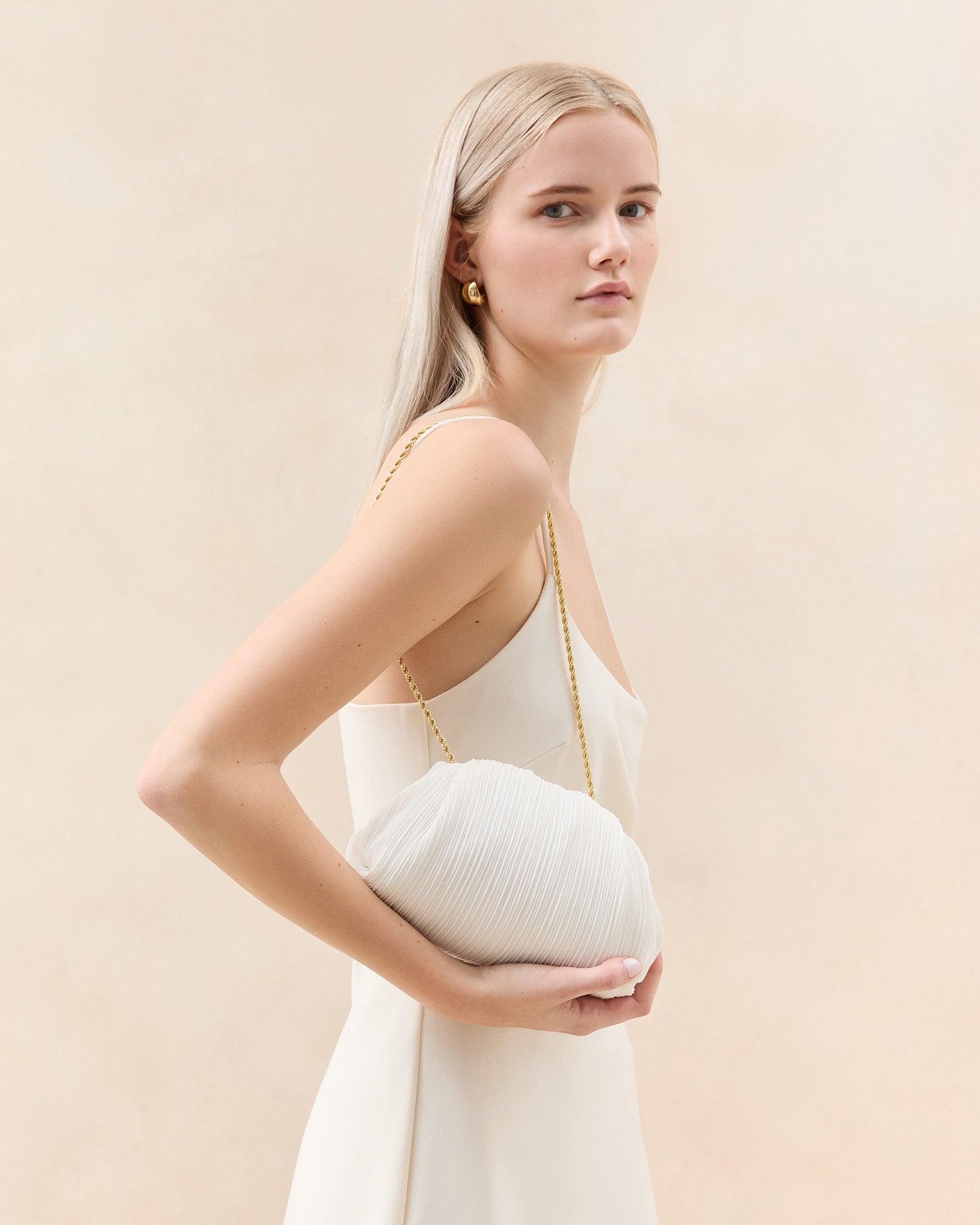 Bailey White Pleated Dome Clutch | Loeffler Randall Women