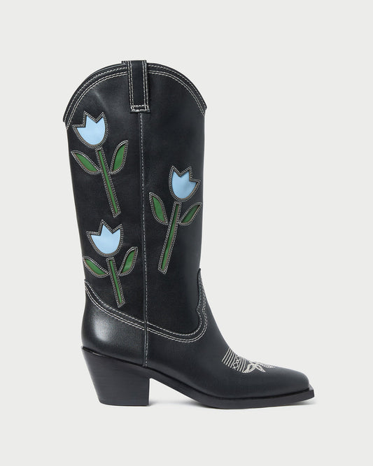 Wilder Black Tulip Leather Boot | Loeffler Randall Women