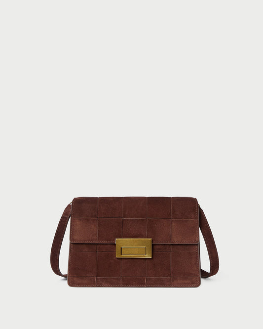 Delphine Espresso Suede Shoulder Bag | Loeffler Randall Women