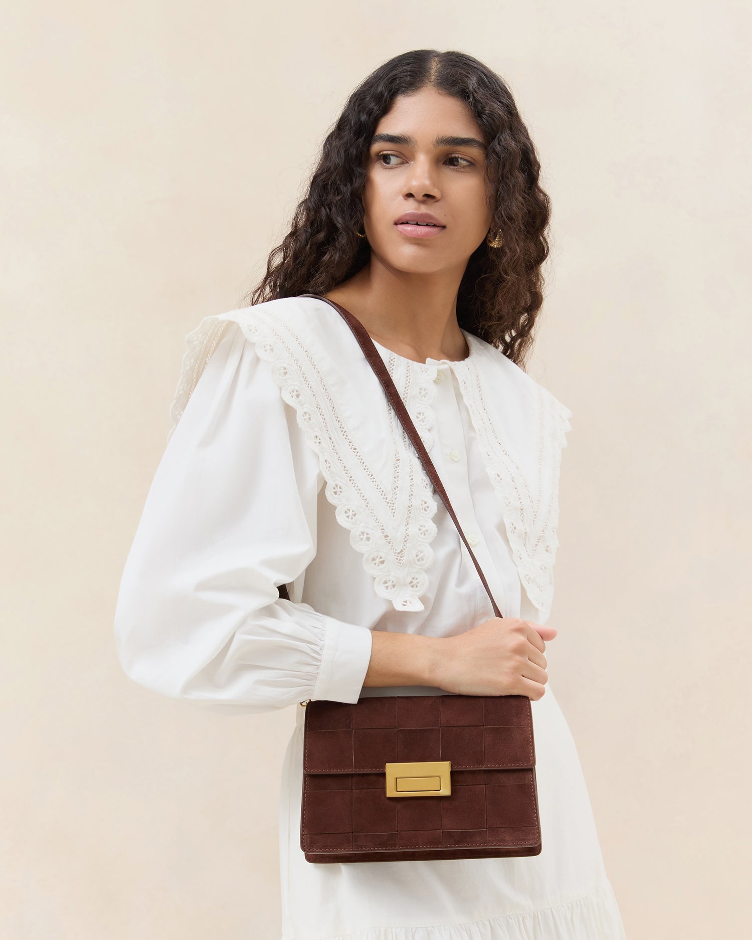 Delphine Espresso Suede Shoulder Bag | Loeffler Randall Women