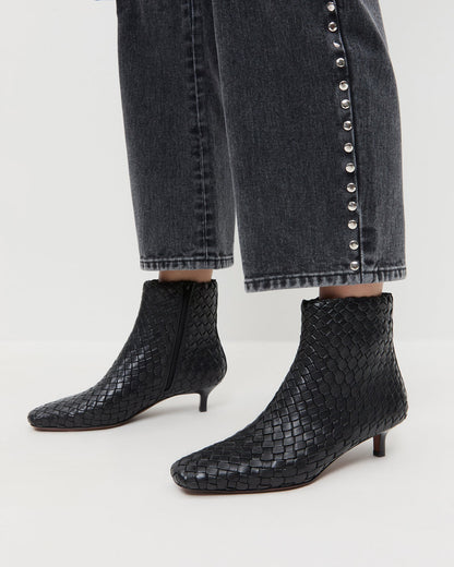 Marcella Black Woven Ankle Boot | Loeffler Randall Women