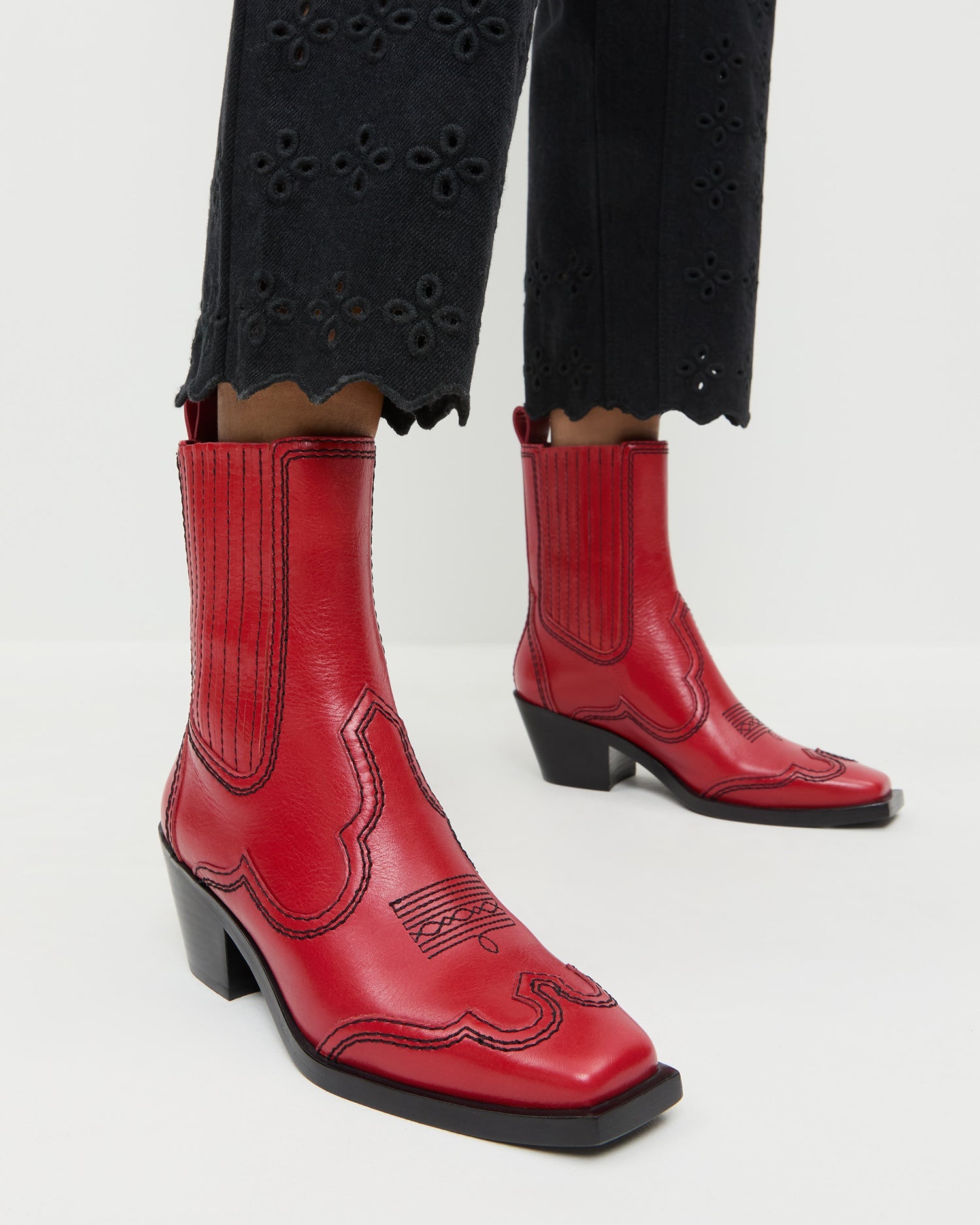 Agnes Red Leather Western Boot | Loeffler Randall Women