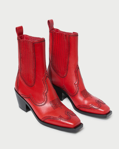 Agnes Red Leather Western Boot | Loeffler Randall Women