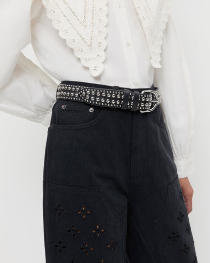 Isaac Black/Silver Studded Belt | Loeffler Randall Women