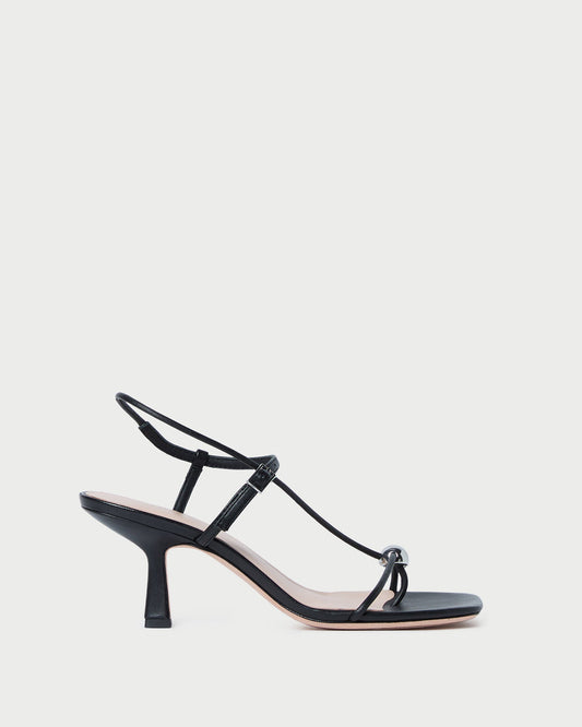 Triana Black Leather Mid-Heel Sandal | Loeffler Randall Women