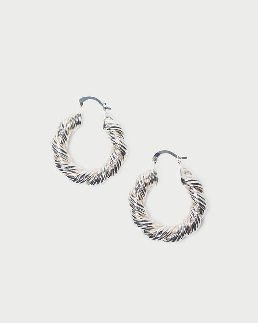 Atticus Silver Twisted Hoop Earrings | Loeffler Randall Women
