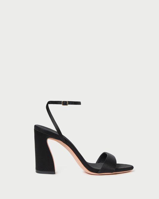 Malia Black Satin Curved-Heel Sandal | Loeffler Randall Women