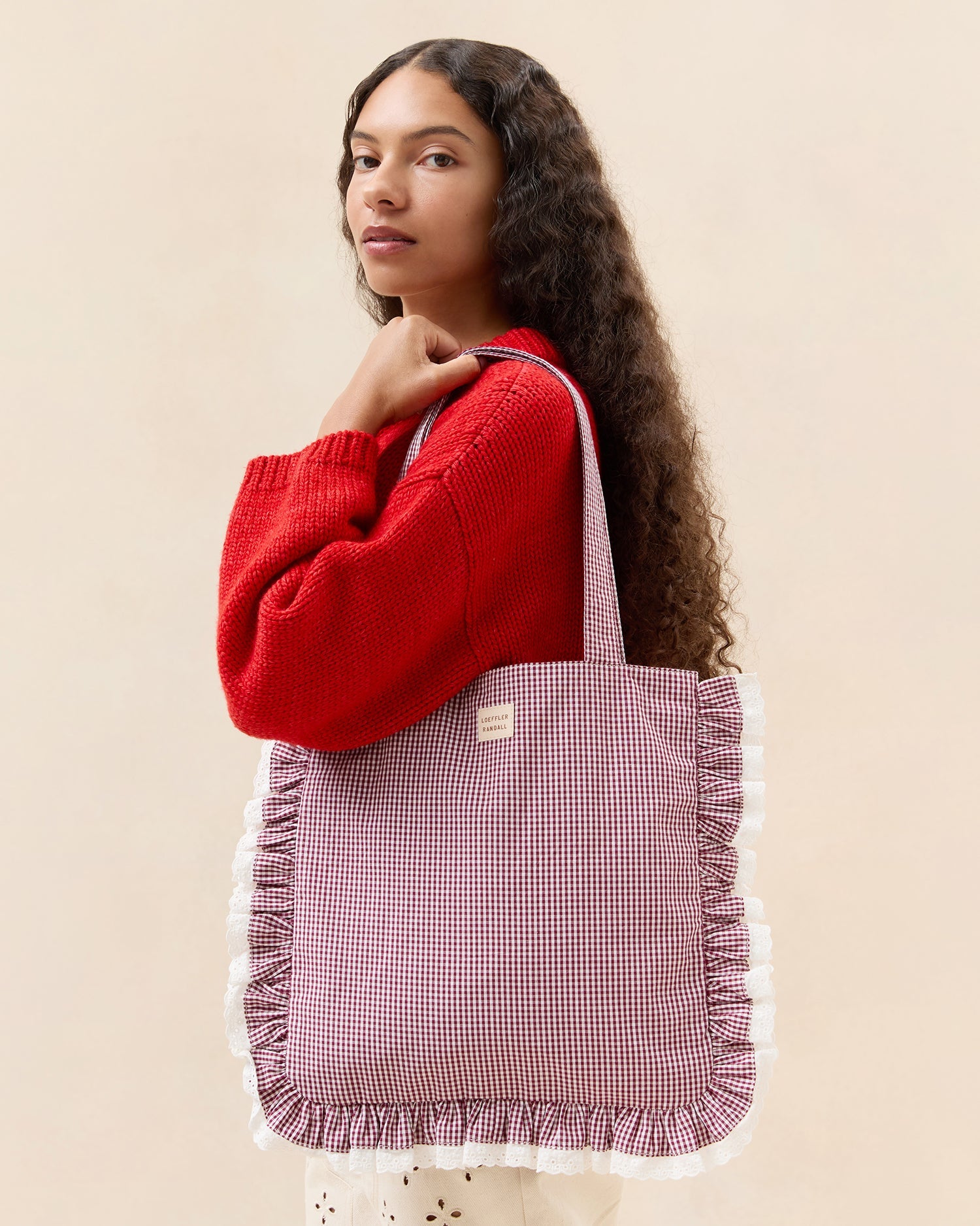 Justine Maroon Ruffle Tote | Loeffler Randall Women