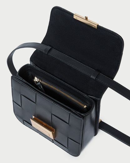 Desi Black Woven Leather Crossbody | Loeffler Randall Women