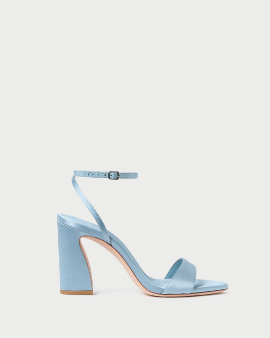 Malia Blue Satin Curved-Heel Sandal | Loeffler Randall Women