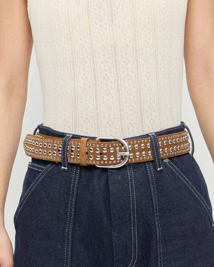 Isaac Cacao/Silver Studded Belt | Loeffler Randall Women