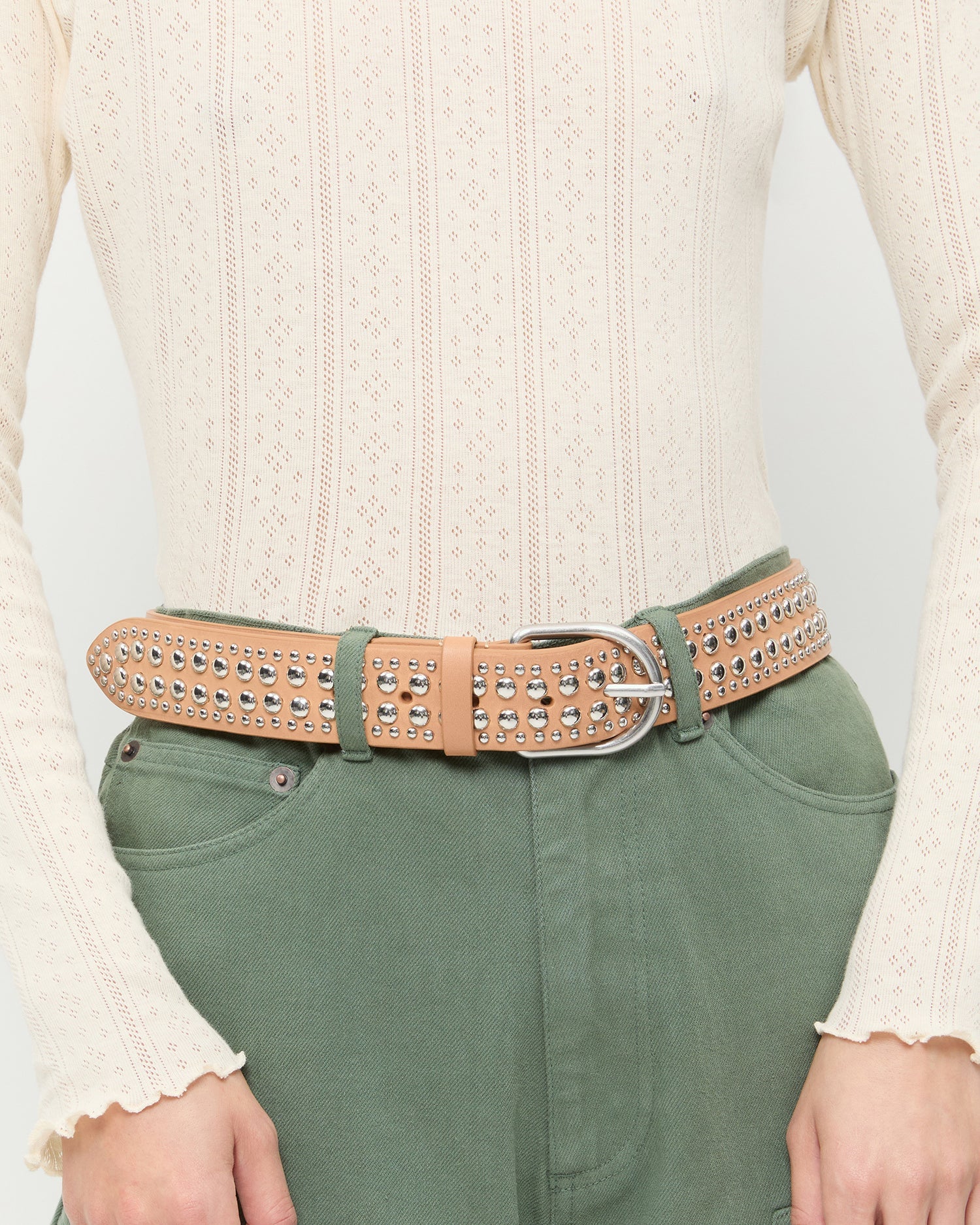 Isaac Honey/Silver Studded Belt | Loeffler Randall Women