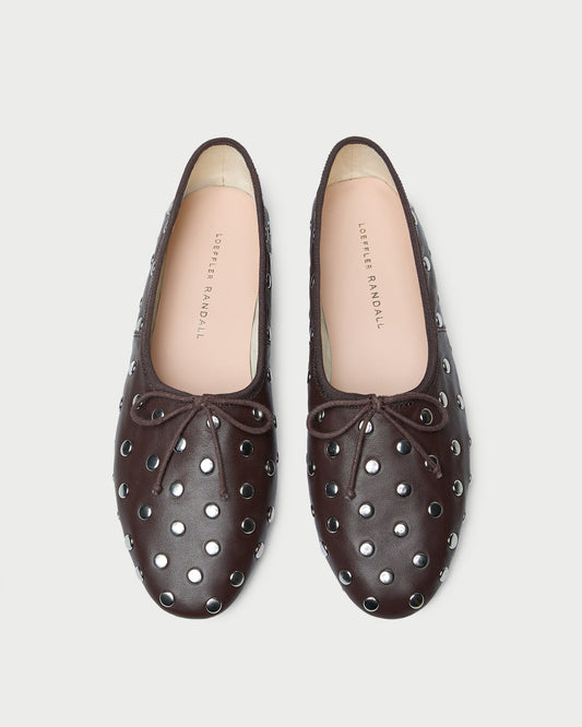 Landon Espresso/Silver Leather Ballet Flat | Loeffler Randall Women