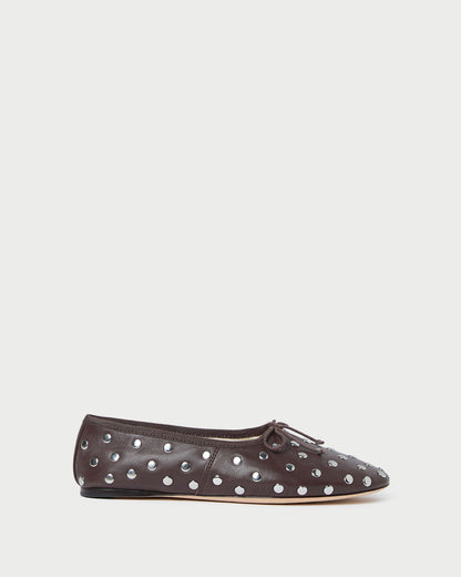 Landon Espresso/Silver Leather Ballet Flat | Loeffler Randall Women