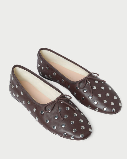 Landon Espresso/Silver Leather Ballet Flat | Loeffler Randall Women