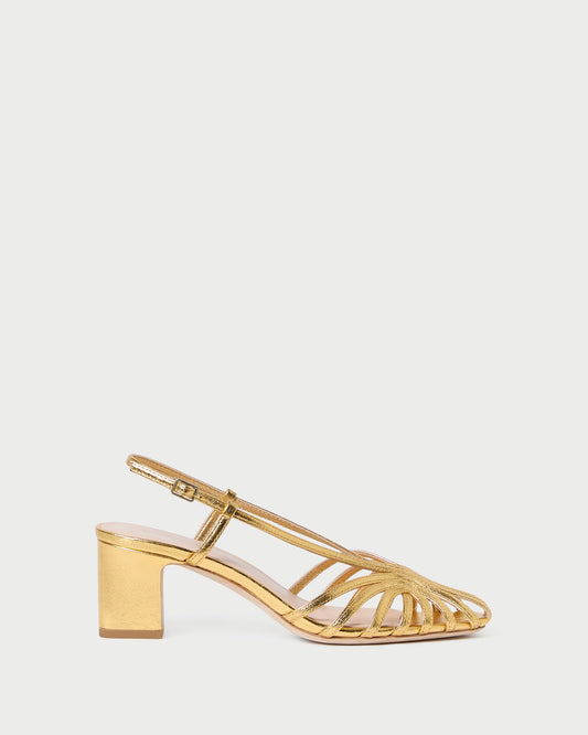 Priscilla Gold Lattice Heeled Sandal | Loeffler Randall Women