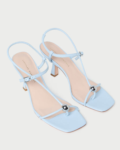 Triana Blue Leather Mid-Heel Sandal | Loeffler Randall Women