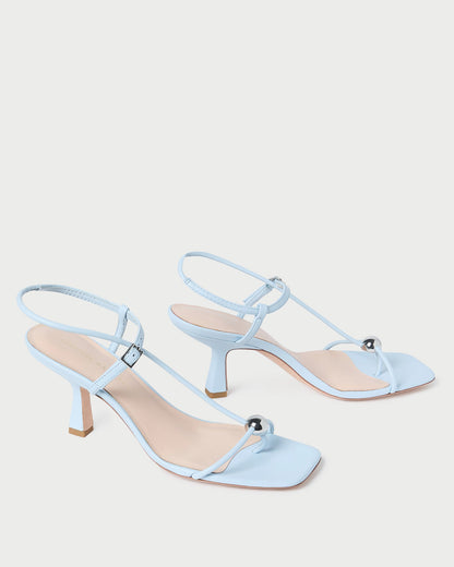 Triana Blue Leather Mid-Heel Sandal | Loeffler Randall Women