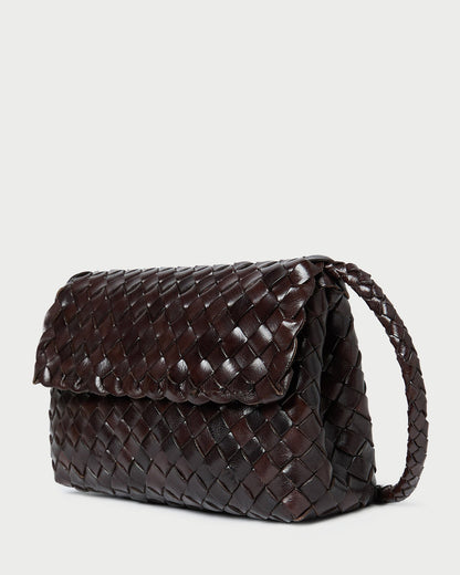 Vinnie Chocolate Woven Leather Crossbody | Loeffler Randall Women