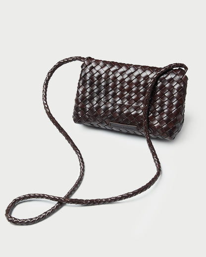 Vinnie Chocolate Woven Leather Crossbody | Loeffler Randall Women
