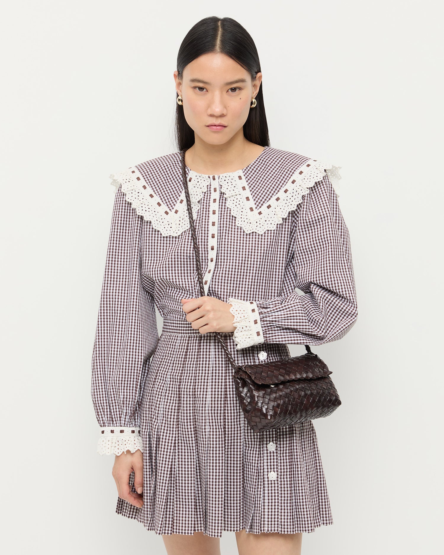 Vinnie Chocolate Woven Leather Crossbody | Loeffler Randall Women
