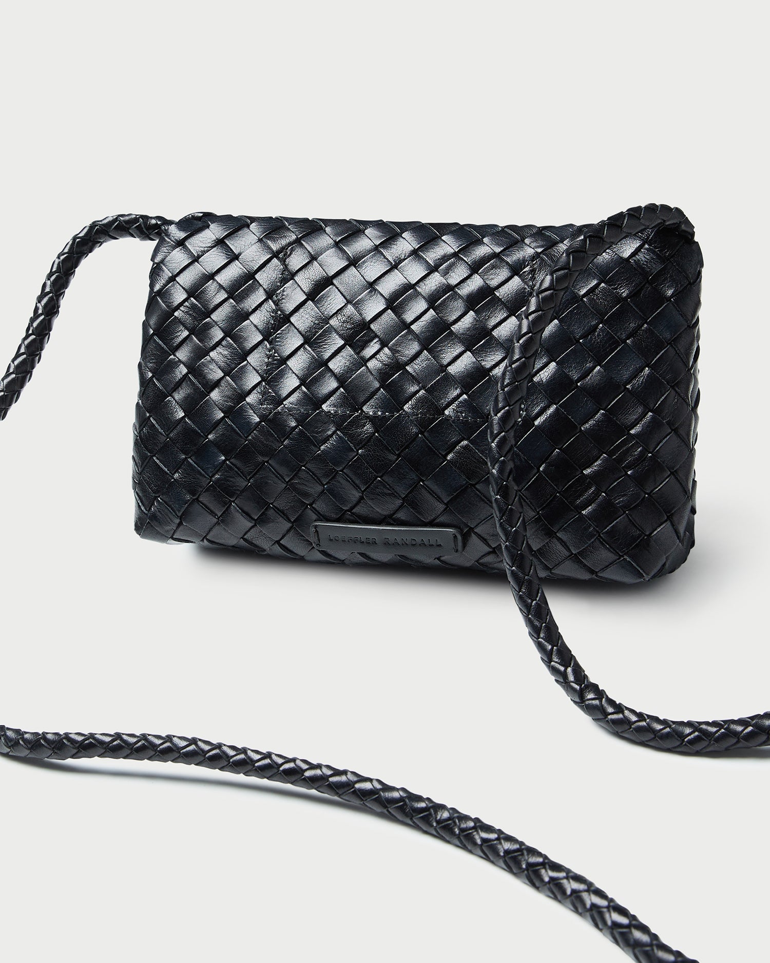 Vinnie Black Woven Leather Crossbody | Loeffler Randall Women