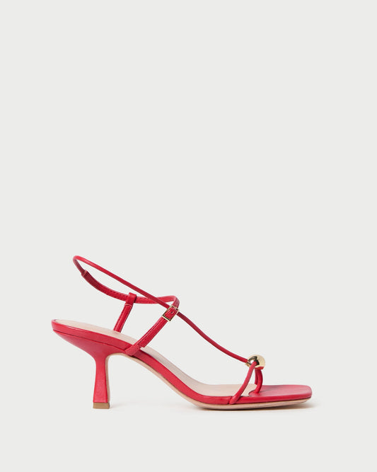 Triana Red Leather Mid-Heel Sandal | Loeffler Randall Women