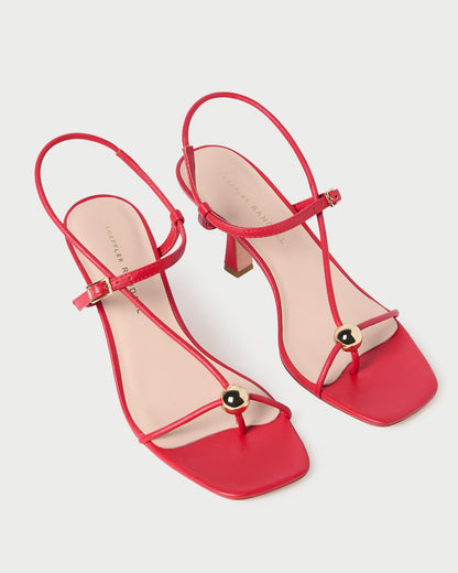 Triana Red Leather Mid-Heel Sandal | Loeffler Randall Women