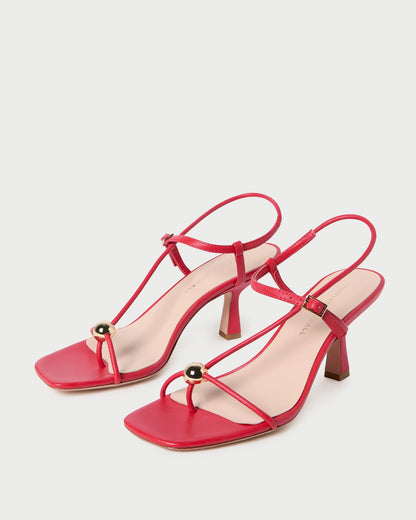 Triana Red Leather Mid-Heel Sandal | Loeffler Randall Women