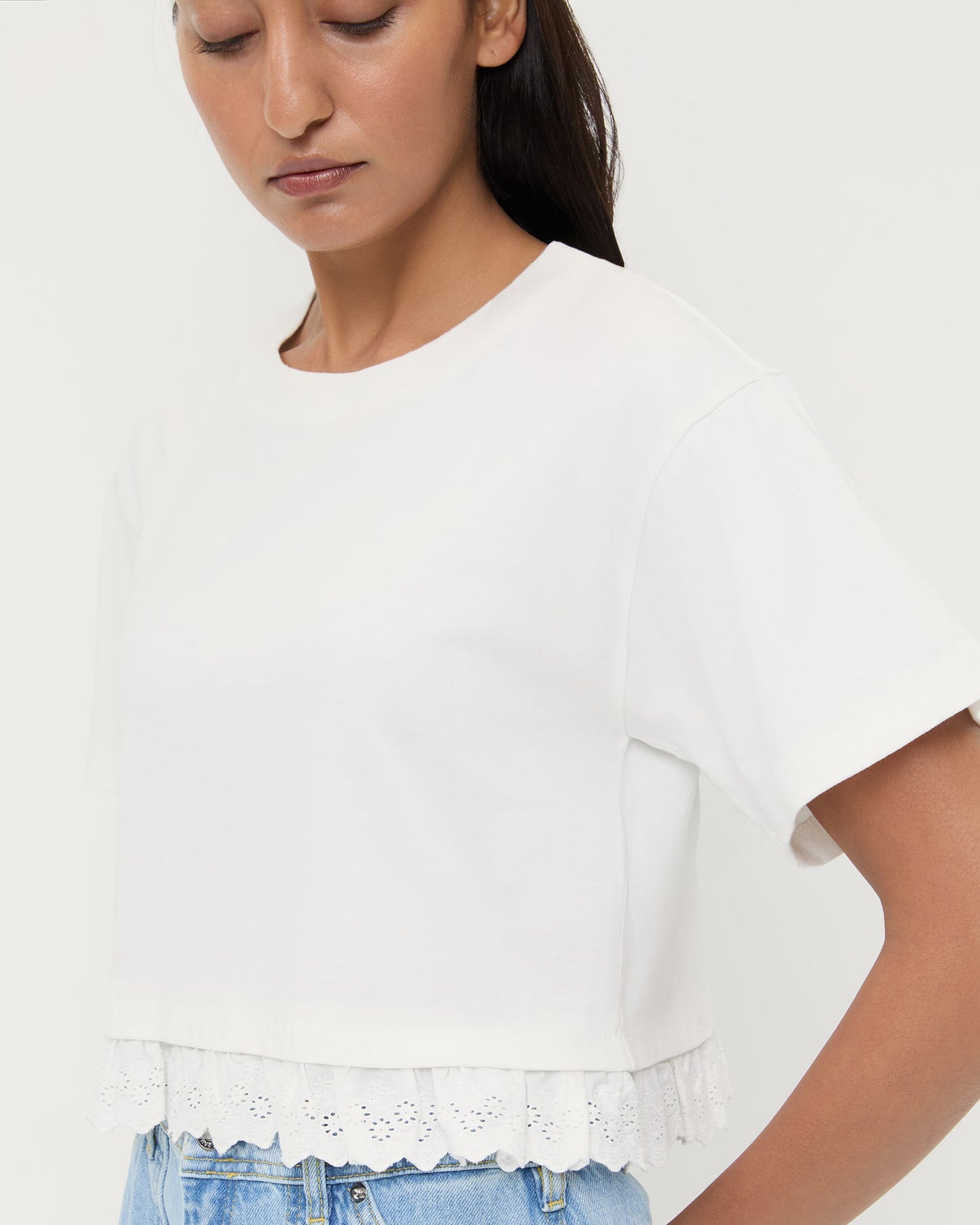 Junie Lace Trim Tee | Loeffler Randall Women