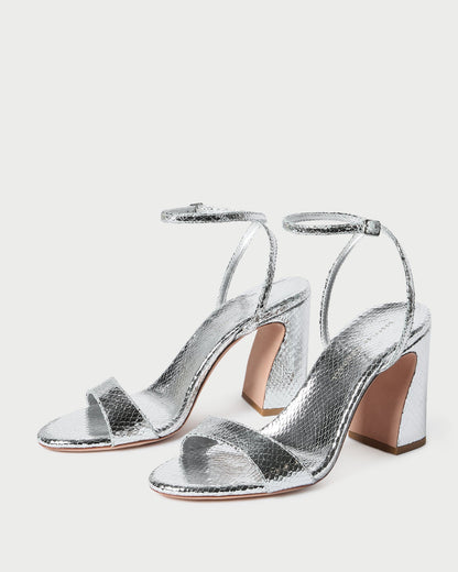 Malia Silver Snake Embossed Sandal | Loeffler Randall Women