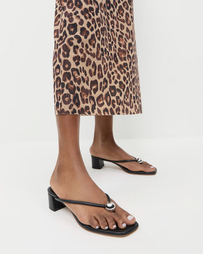 Odessa Black Leather Heeled Sandal | Loeffler Randall Women