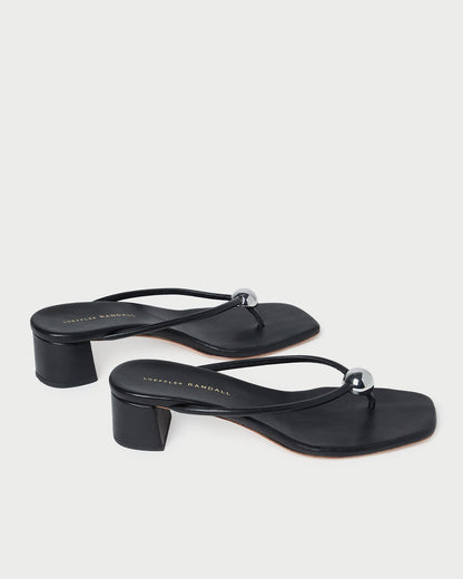 Odessa Black Leather Heeled Sandal | Loeffler Randall Women
