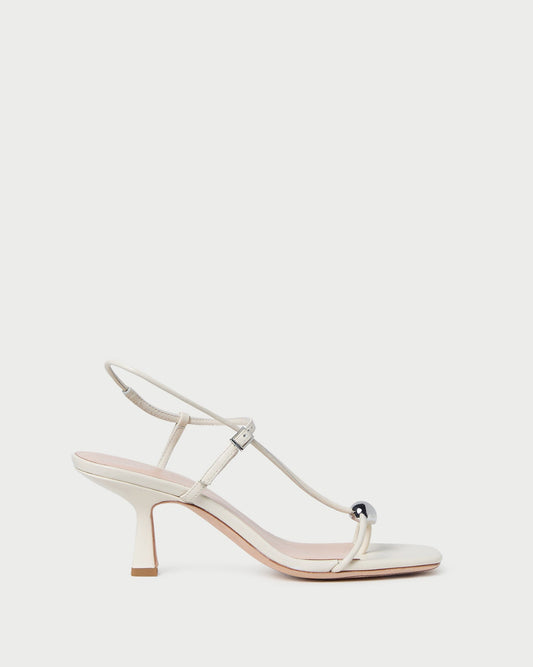 Triana White Leather Mid-Heel Sandal | Loeffler Randall Women