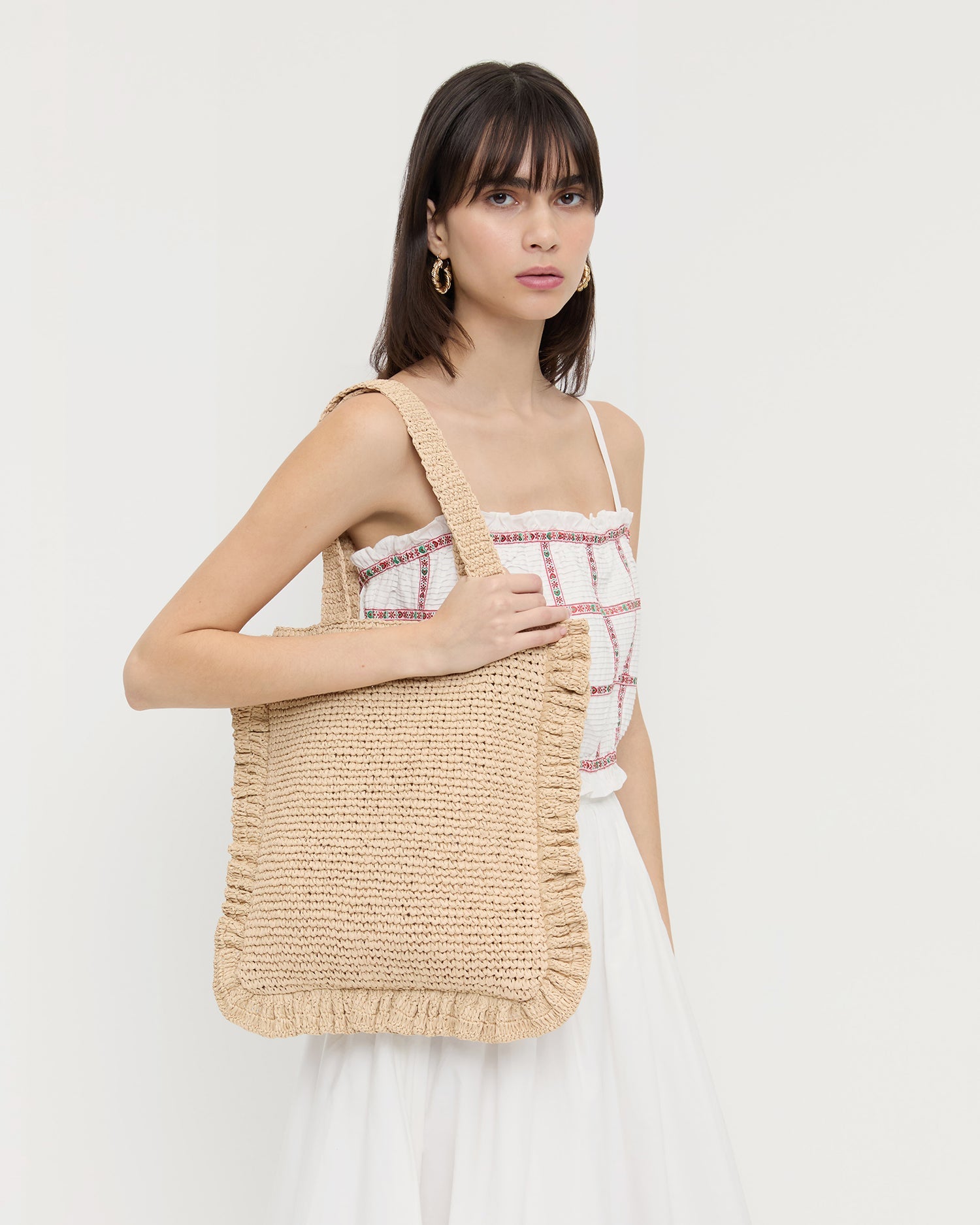 Justine Natural Crochet Ruffle Tote | Loeffler Randall Women