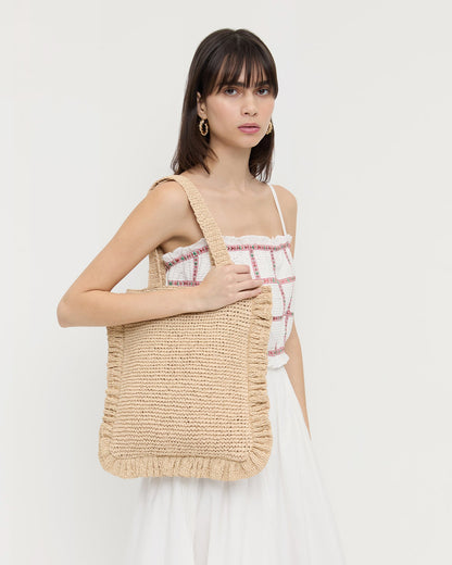Justine Natural Crochet Ruffle Tote | Loeffler Randall Women