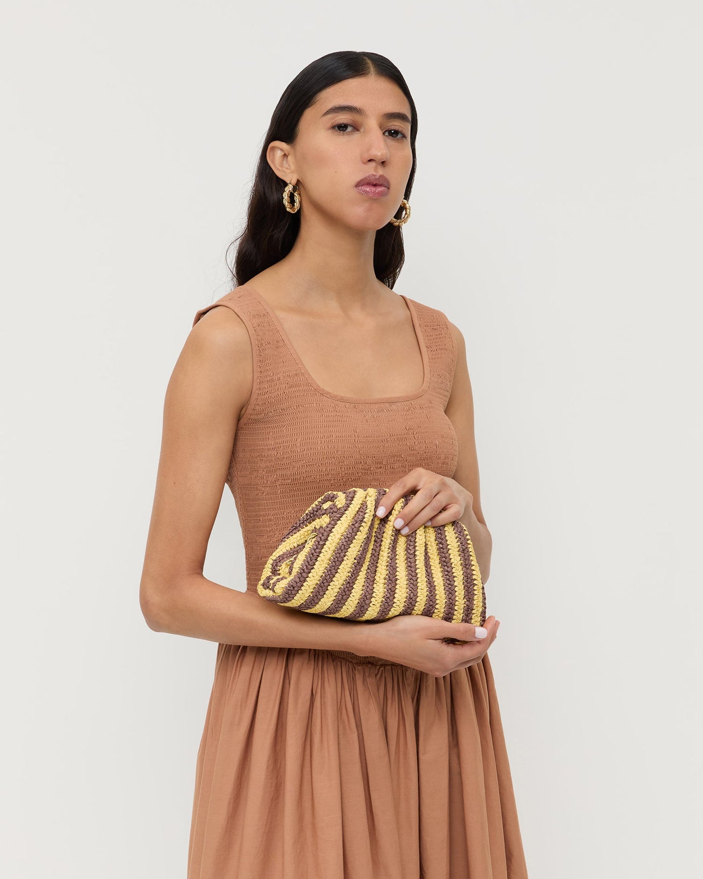 Bailey Brown/Butter Stripe Dome Clutch | Loeffler Randall Women