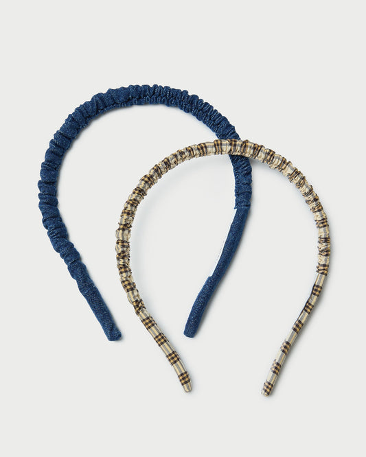 Sabine Denim/Butter Plaid Headband Set | Loeffler Randall Women