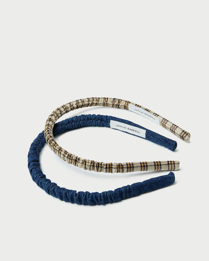 Sabine Denim/Butter Plaid Headband Set | Loeffler Randall Women