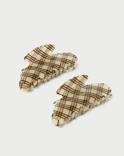 Yuri Butter Plaid Hair Clip Set | Loeffler Randall Women