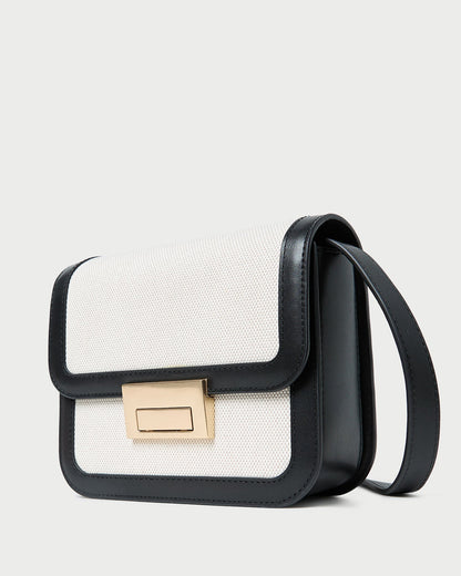 Desi Black/Natural Canvas Crossbody | Loeffler Randall Women