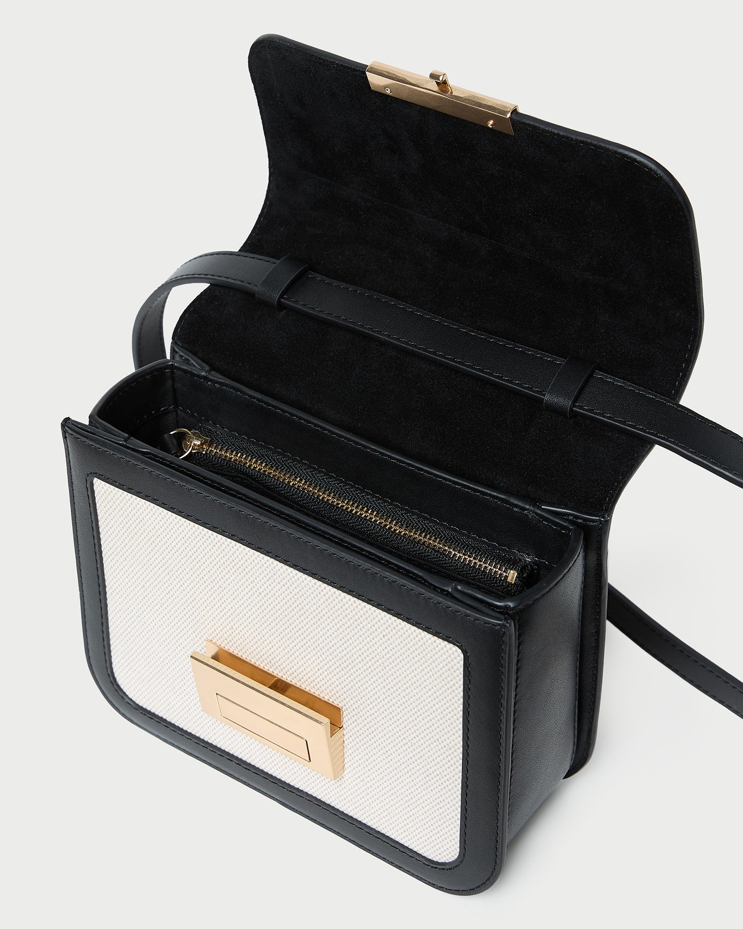 Desi Black/Natural Canvas Crossbody | Loeffler Randall Women