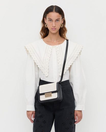 Desi Black/Natural Canvas Crossbody | Loeffler Randall Women