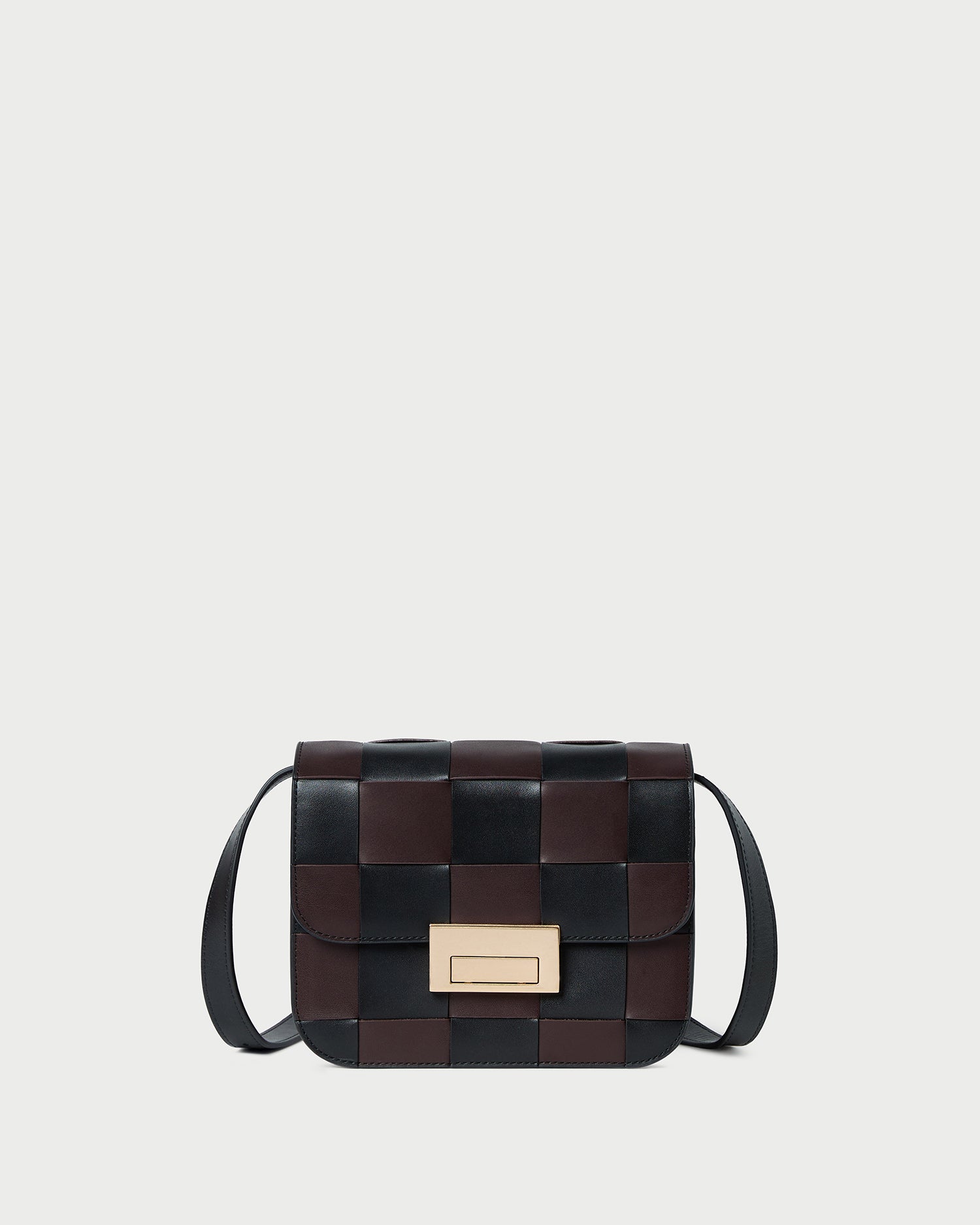 Desi Black/Espresso Woven Leather Crossbody | Loeffler Randall Women