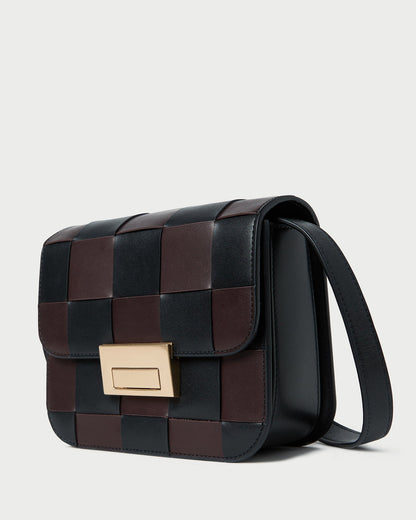 Desi Black/Espresso Woven Leather Crossbody | Loeffler Randall Women